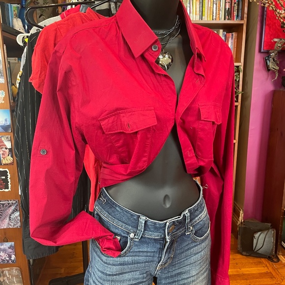 Red Fitted Express Shirt, Men's Large - Picture 2 of 5